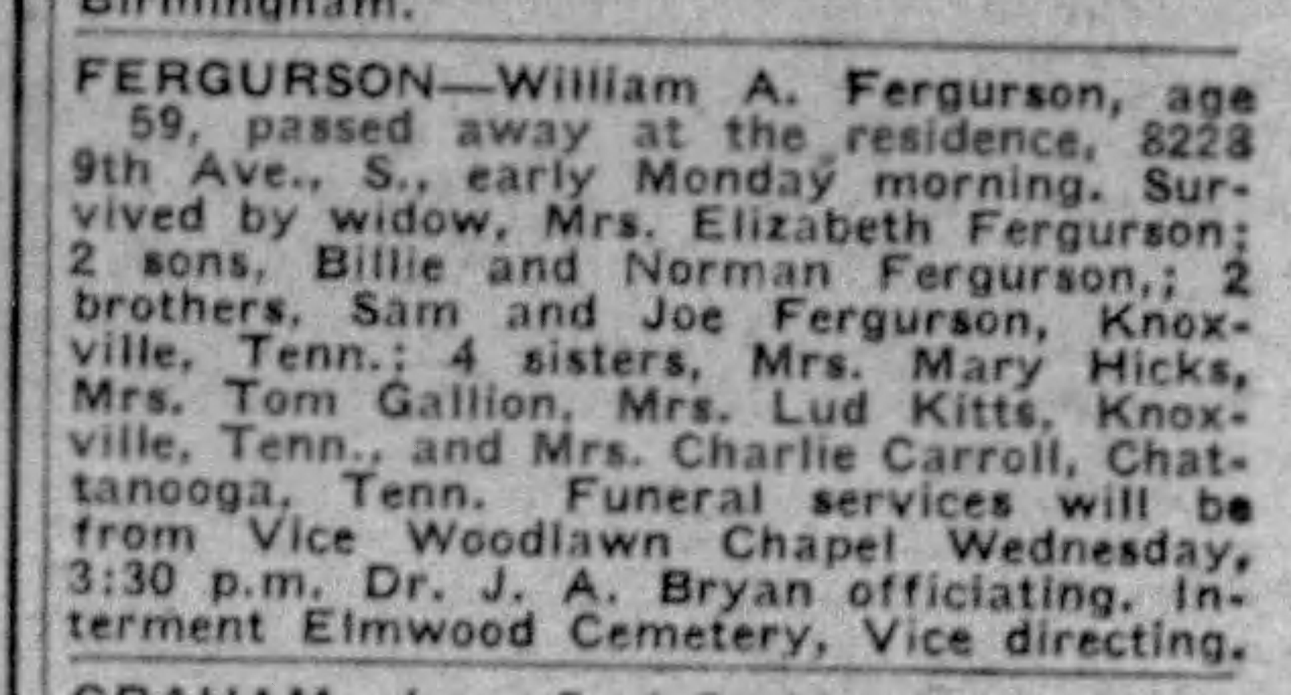 William A. Ferguson obituary